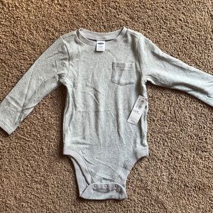 Old Navy || Soft Gray Ling Sleeve onesie NWT